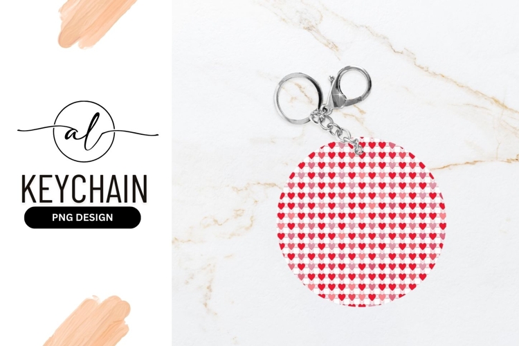 Round keychain with heart pattern