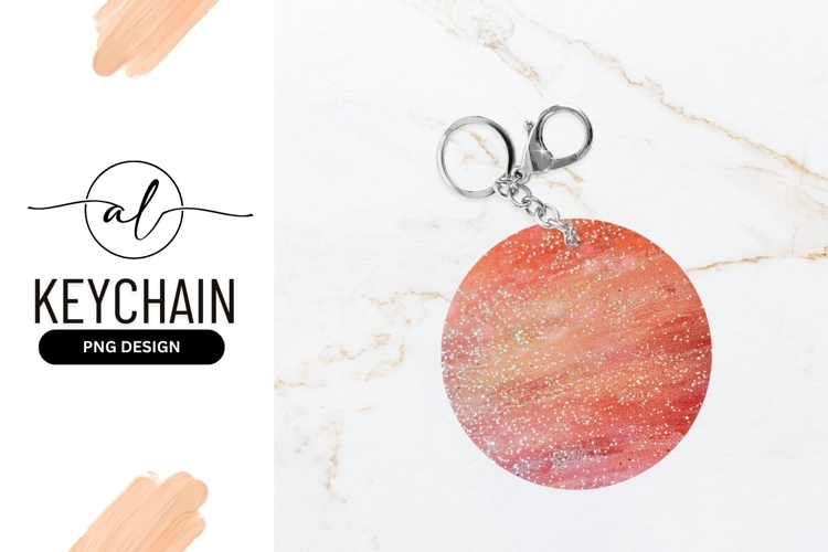 Round keychain with sparkling glitter design