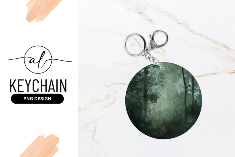 Enchanted forest round keychain png design