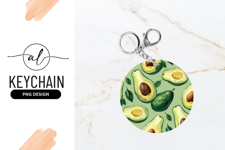 Avocado pattern round keychain png design