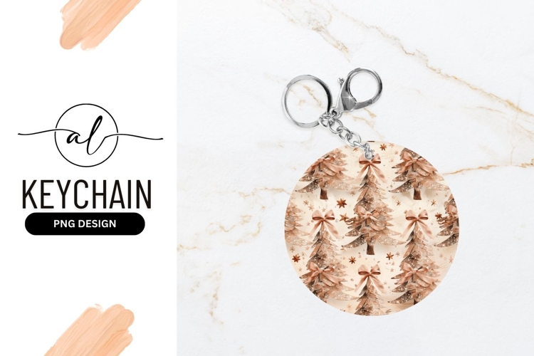 Elegant christmas tree round keychain png design