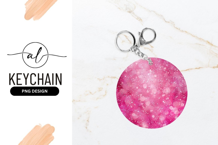 Round keychain with pink bokeh design