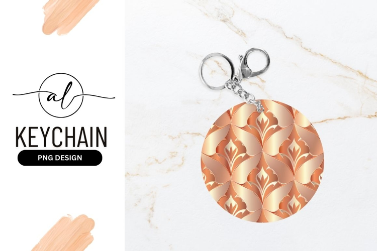 Elegant round keychain with floral design