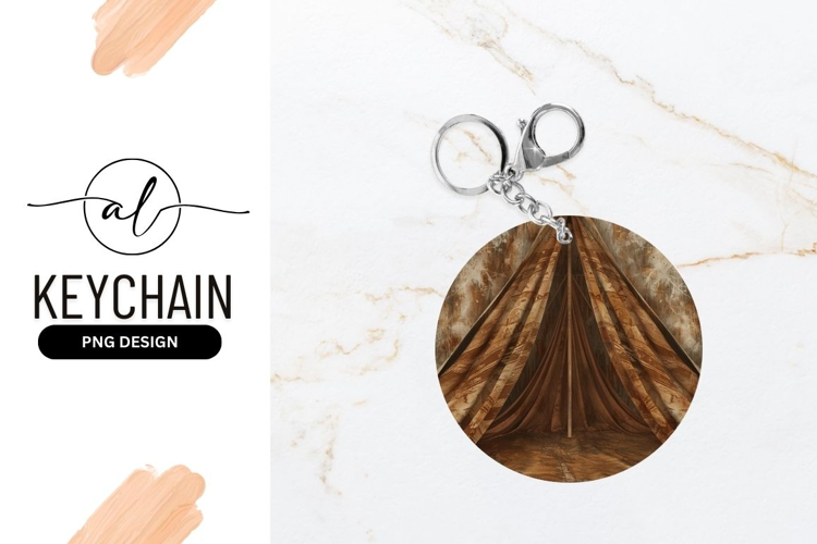 Round keychain with abstract wood grain design