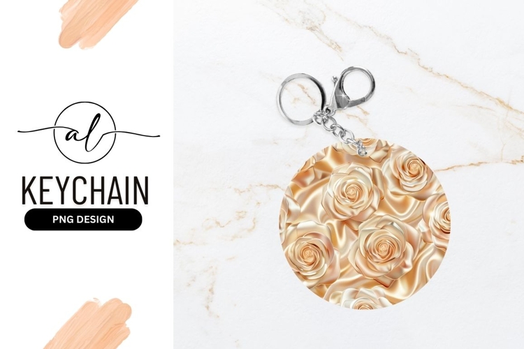 Elegant rose pattern round keychain