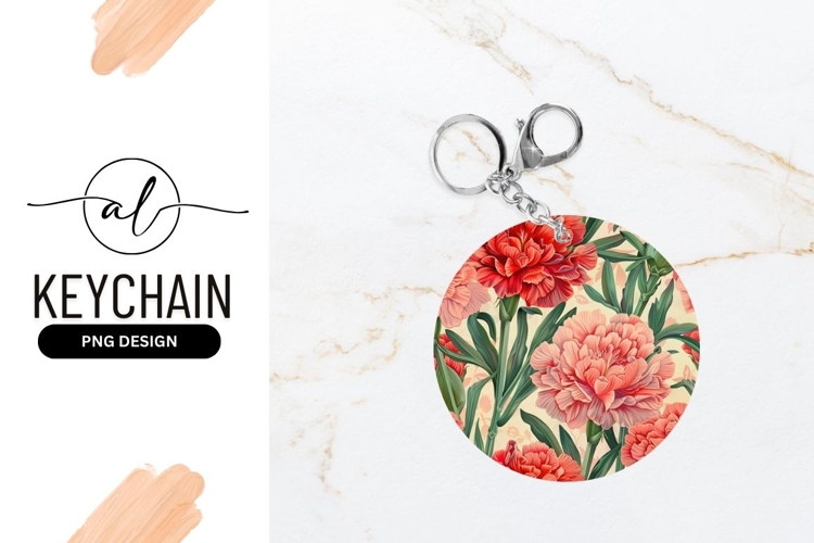 Round keychain with floral design