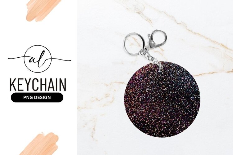 Round keychain with sparkling glitter design example image 1
