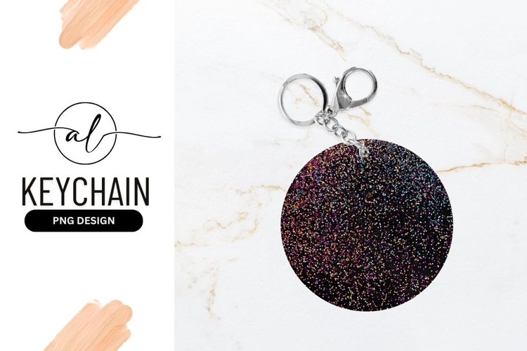 Round keychain with sparkling glitter design