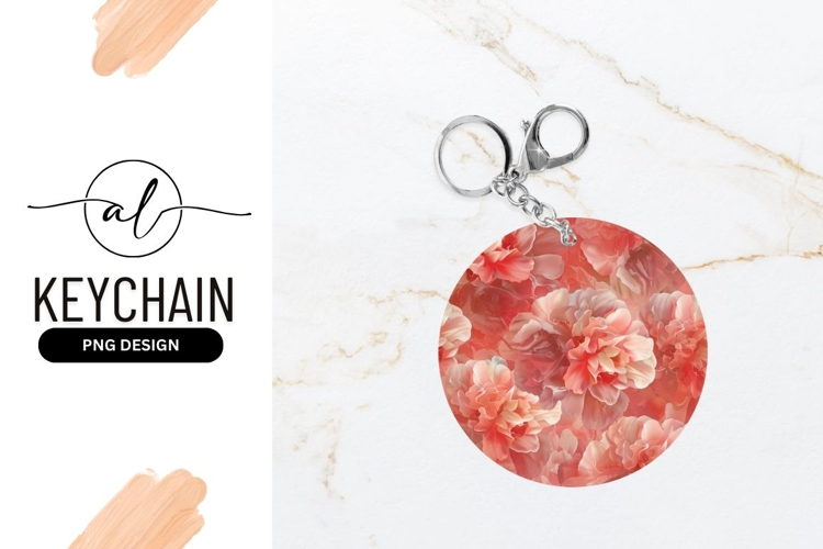 Round keychain with floral design