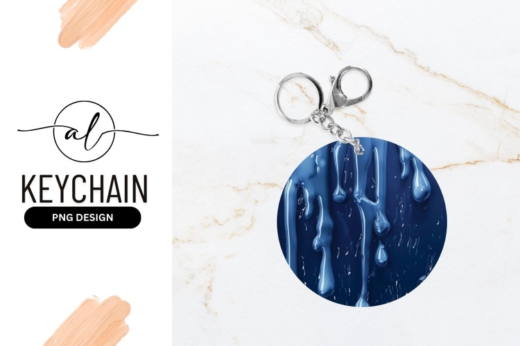 Blue dripping water keychain design
