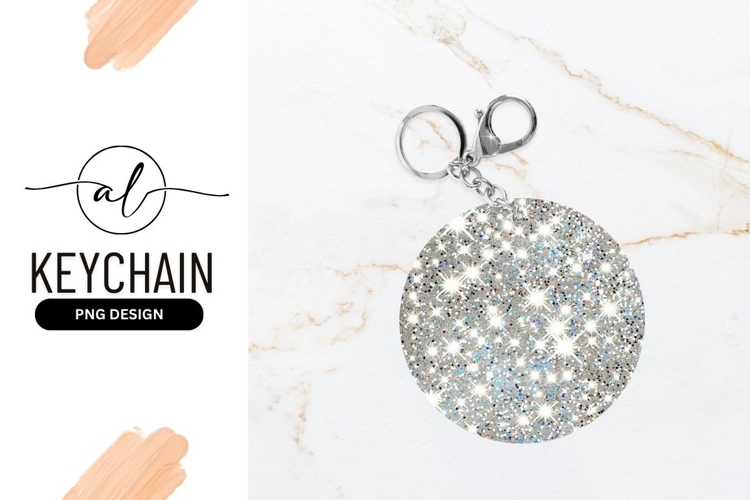 Sparkling round keychain png design