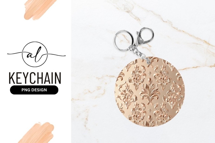 Elegant round keychain with floral design