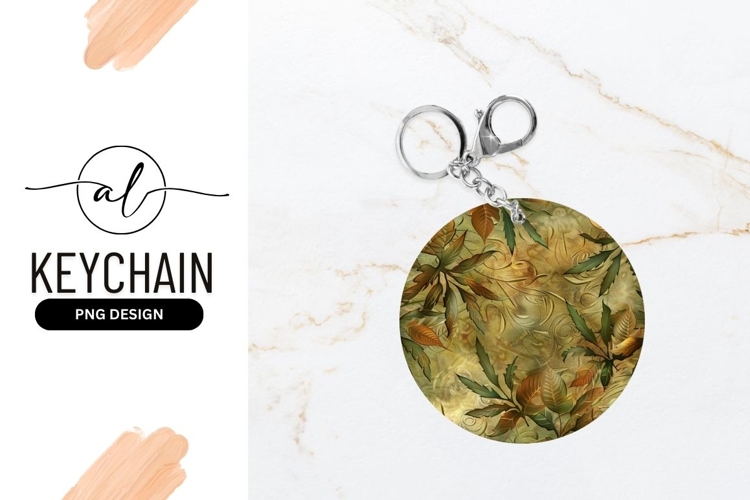 Vintage tropical leaf round keychain png design