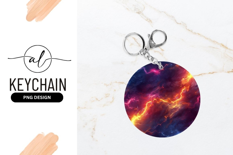 Round Keychain With Colorful Galaxy Design