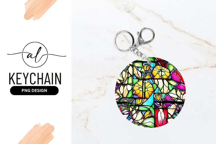 Stained Glass Effect Round Keychain Template