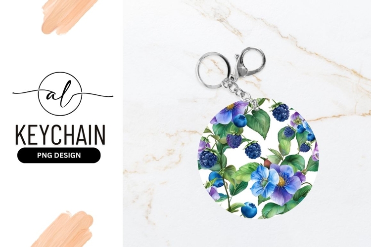 Watercolor Floral Design with Blueberries Blackberries