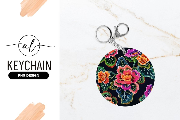 Embroidered Floral Pattern in a Circle with Bright Colors