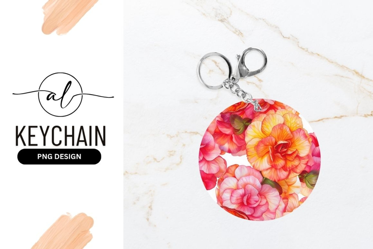 Watercolor Begonia Flowers in Circle Arrangement