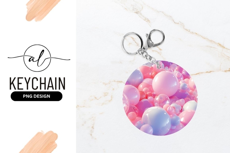Pink And Purple Shiny Sphere Background Round Keychain Png