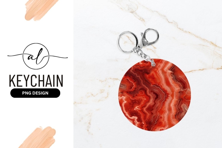 Red Agate Round Keychain Design Mockup