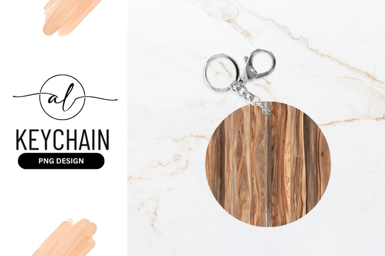 Wooden Round Keychain Mockup Isolated On White