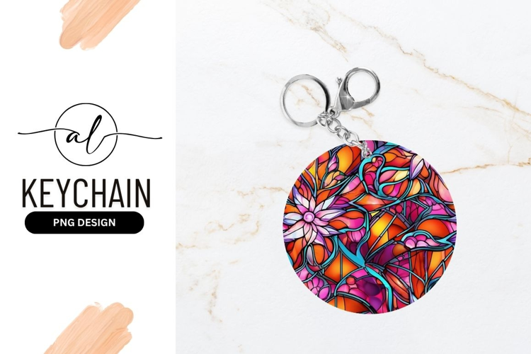 Stained Glass Inspired Round Keychain Design