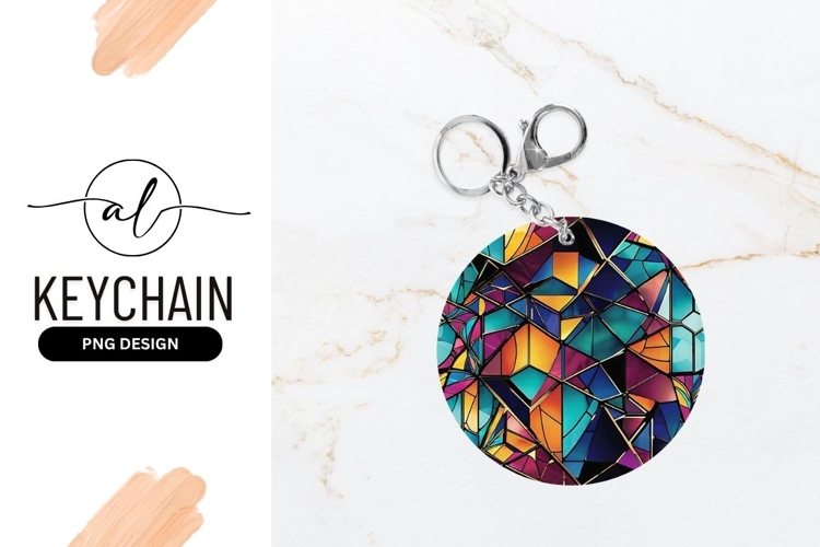 Colorful Abstract Round Keychain Png Design