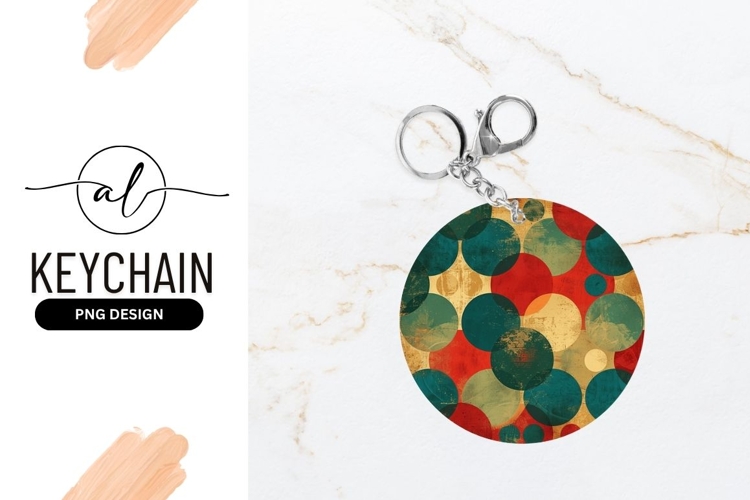 Distressed Circular Pattern Design Round Keychain Png