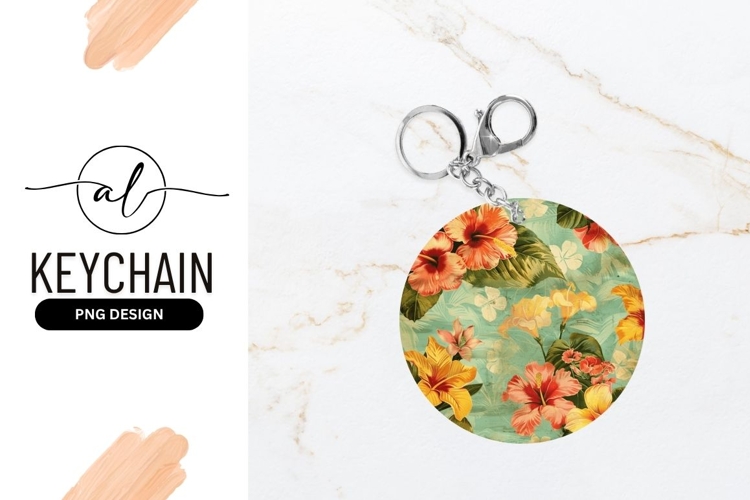 Vintage Floral Roundel For Round Keychain Png