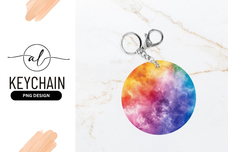 Colorful Watercolor Circle Background For Round Keychain Png