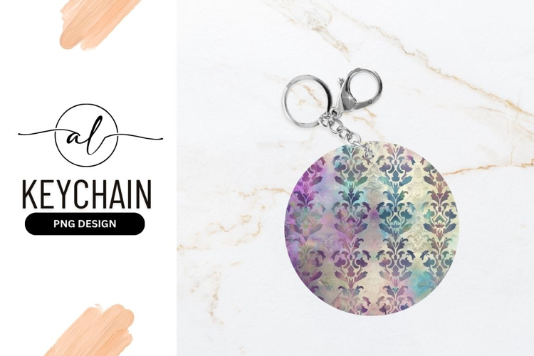 Holographic Damask Pattern For Round Keychain Design
