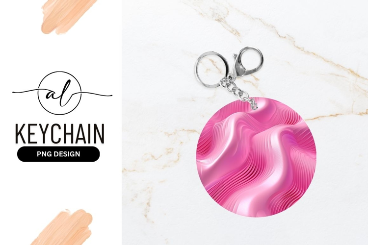 Pink Abstract Round Keychain Mockup Design