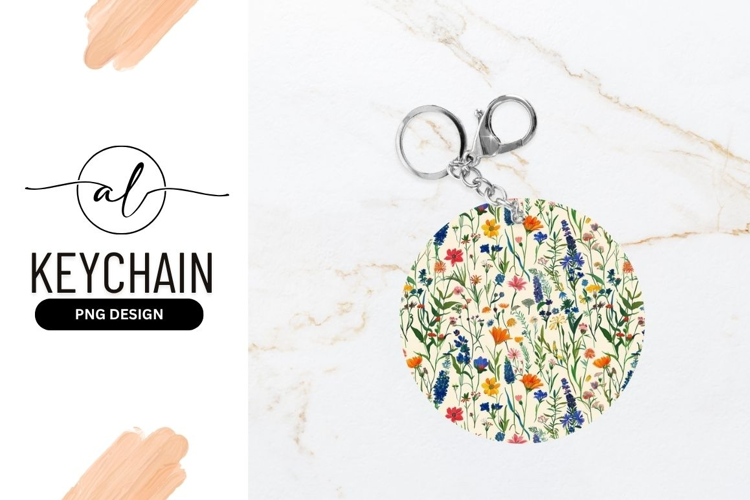 Colorful Wildflower Pattern For Round Keychain Design