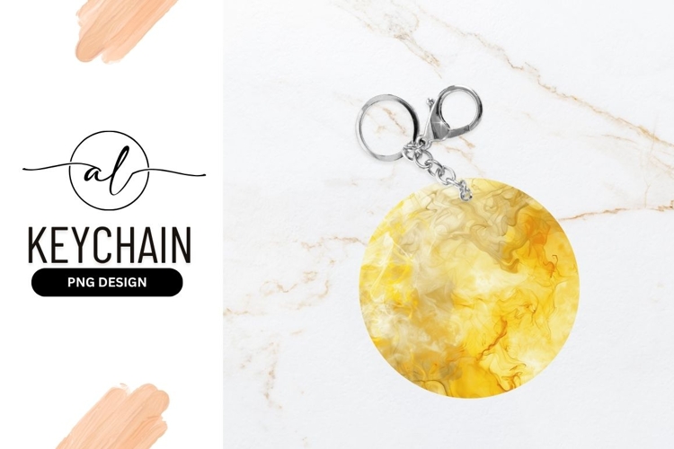 Abstract Golden Fluid Art Round Keychain Design