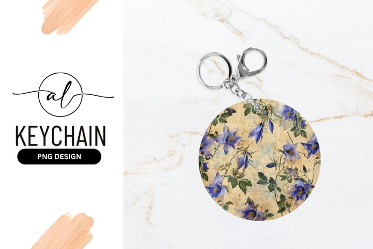 Vintage Floral Round Keychain Style Design