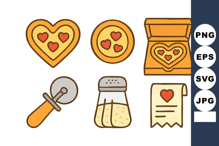 Heart shaped pizza cutter and love themed pizza slice box wi