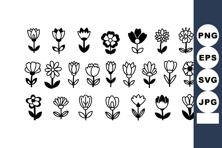 Flower Clipart Black And White Image 20