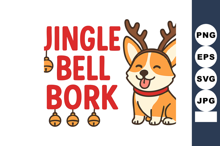 Cute dog wearing reindeer antlers with red collar and jingle