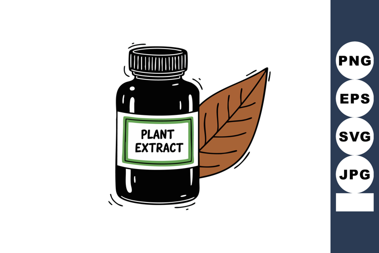 Plant extract bottle with leaf natural herbal medicine healt