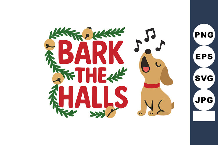 Dog barking Christmas holiday greeting with festive bells an example image 1