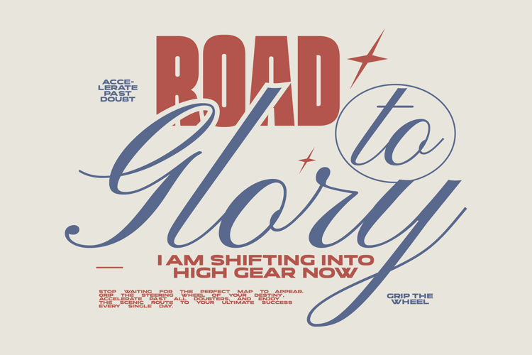 Road to Glory Funny Retro Typography Quote T shirt