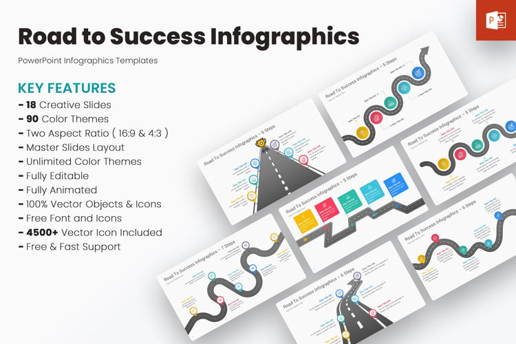 Road to Success Infographics PowerPoint Templates