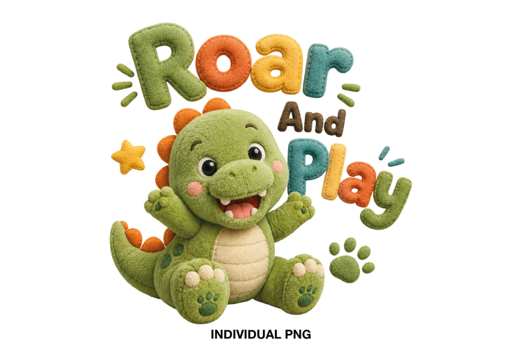 Roar And Play Dinosaur PNG for Kids Shirts