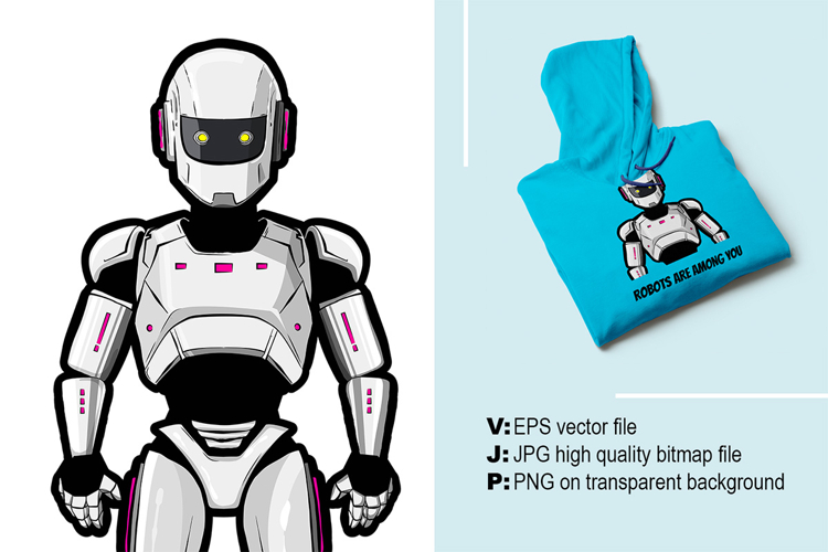 White metal robot in Pop Art