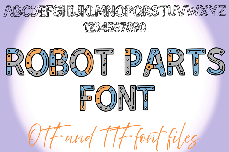 Robot Parts Lettering ABC Text Font Alphabet OTF Type