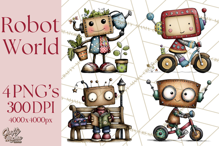 Adorable Robots Clipart, Playful Toy Robot Clip Art PNG