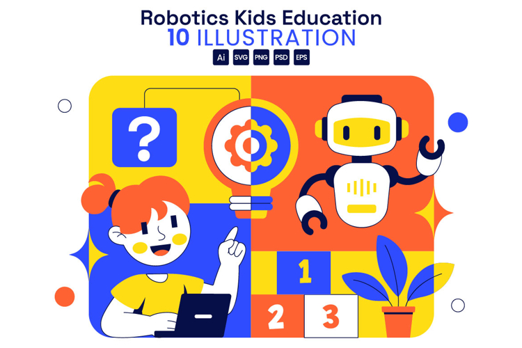 10 Robotics Kids Education Illustration