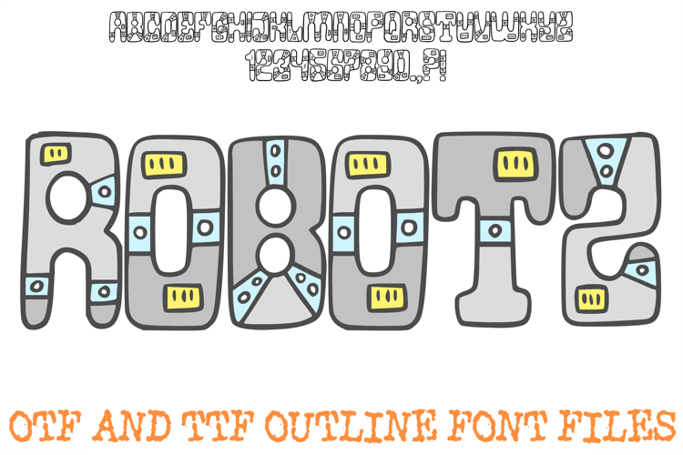 Robotz Alphabet Font Lettering ABC Sci-Fi Tech OTF TTF Type