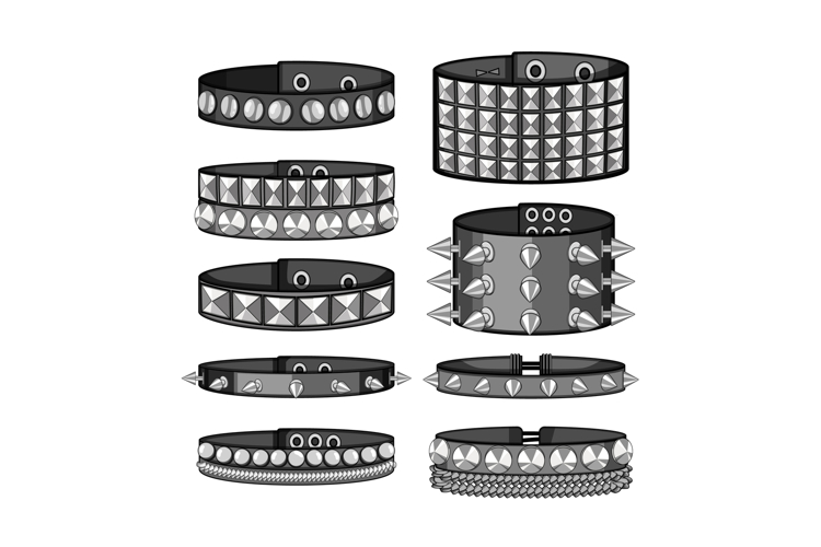 Rock punk bracelets displaying alternative fashion accessori