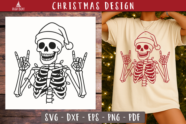 Rock On Skeleton Christmas SVG